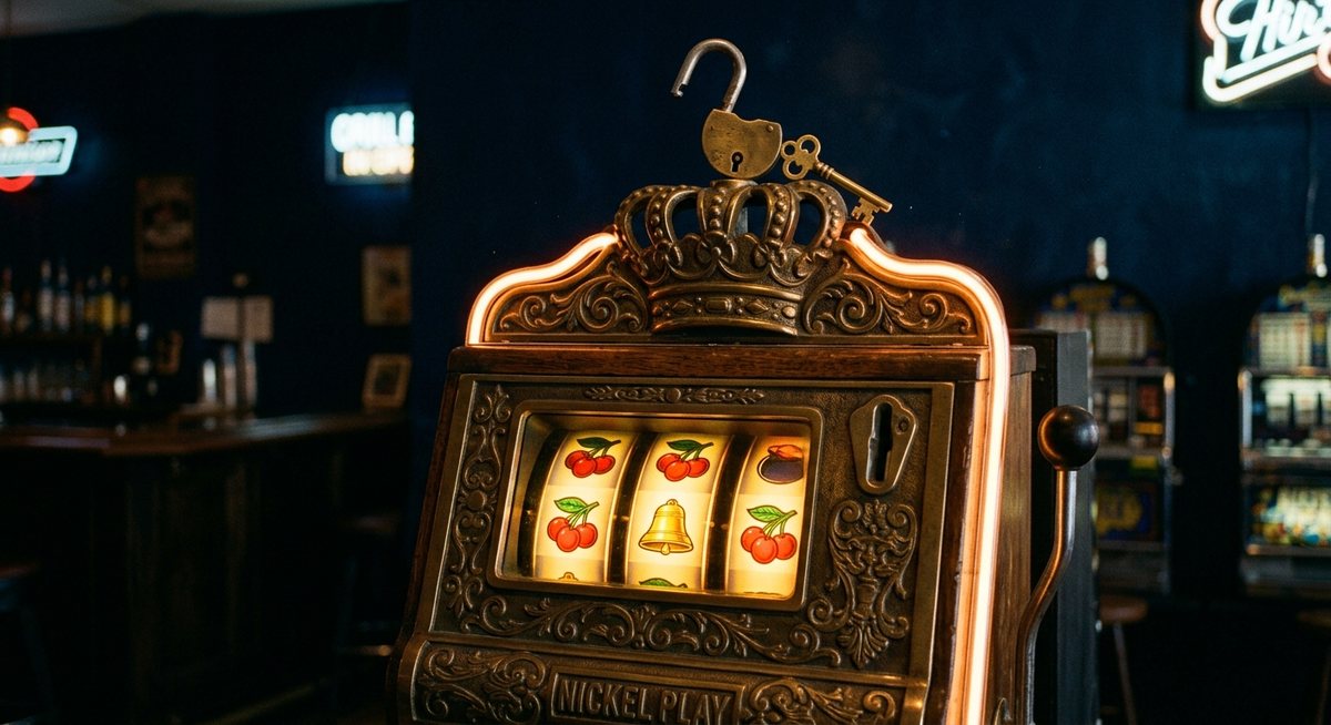 Kabinet slot dengan gembok kuningan terbuka dan kunci emas, simbol perbedaan setia dan terkunci